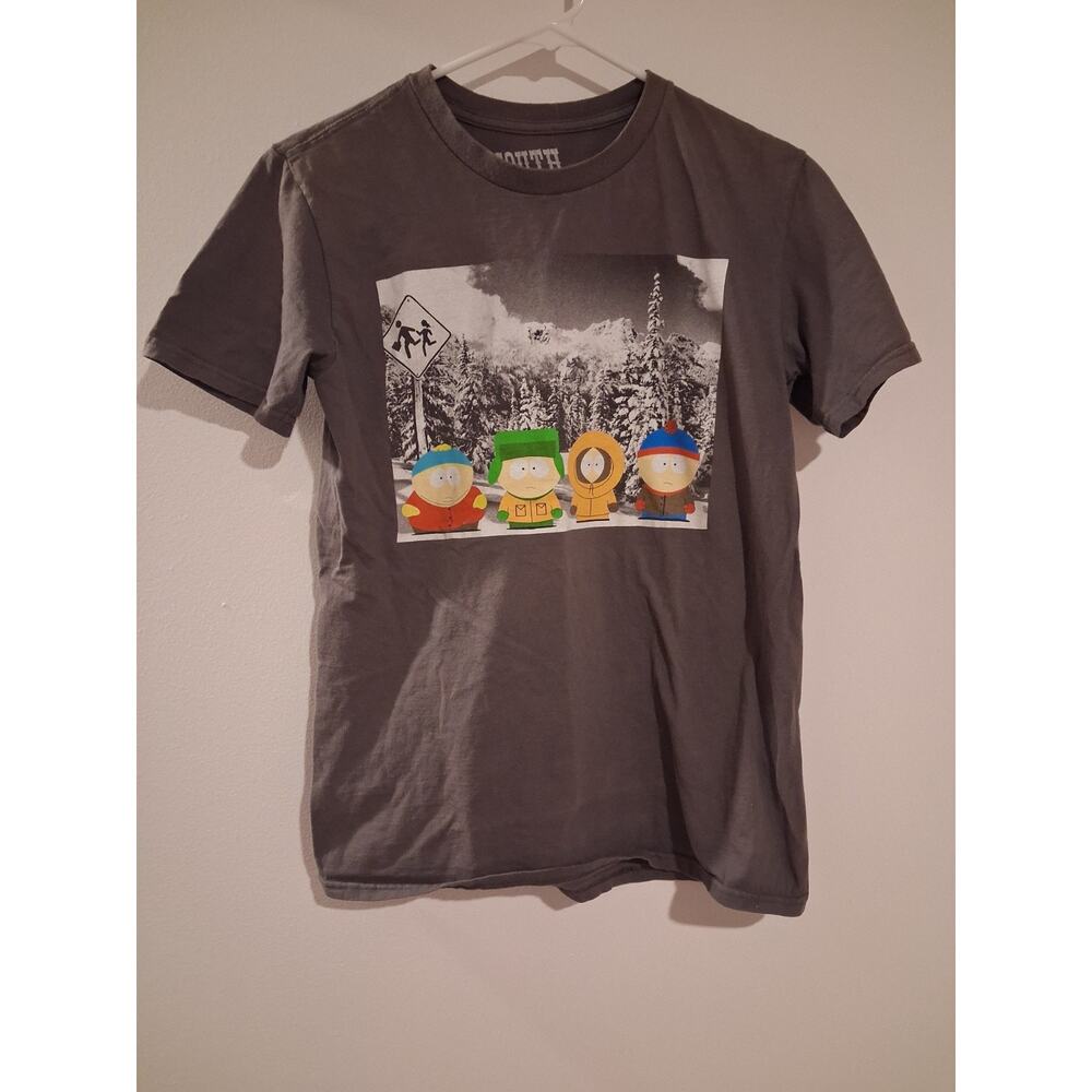 South Park Men's Gray Graphic Print T-Shirt Cotton Crew Neck Size S